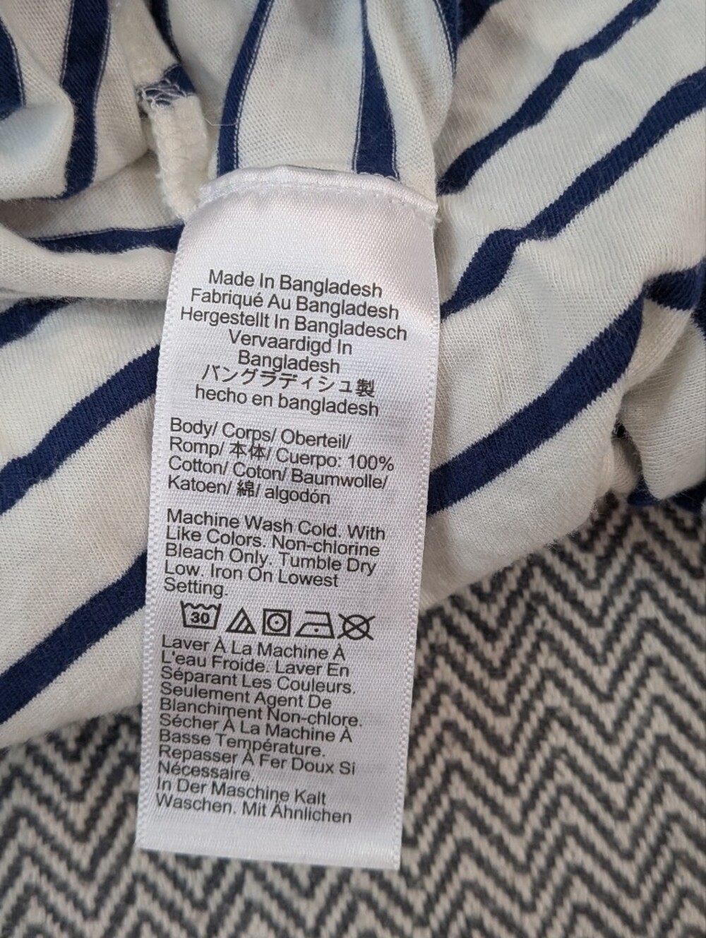 J.Crew Turtleneck Top Women (L) White Navy Stripe Long Sleeve Cotton Nautical - Picture 6 of 7